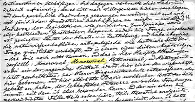 Carta de Károly Mária Kertbeny con la palabra «homosexual» escrita por primera vez en la historia (1868). Biblioteca Nacional Húngara.